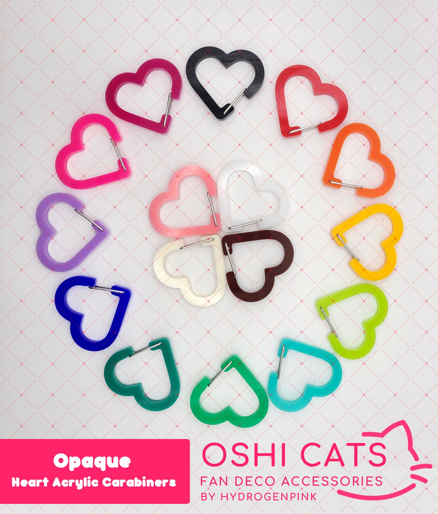 Opaque Heart Acrylic Carabiners ( Perfect for K-pop polca, Oshi, Itabags) -buy 4 get 1 free-