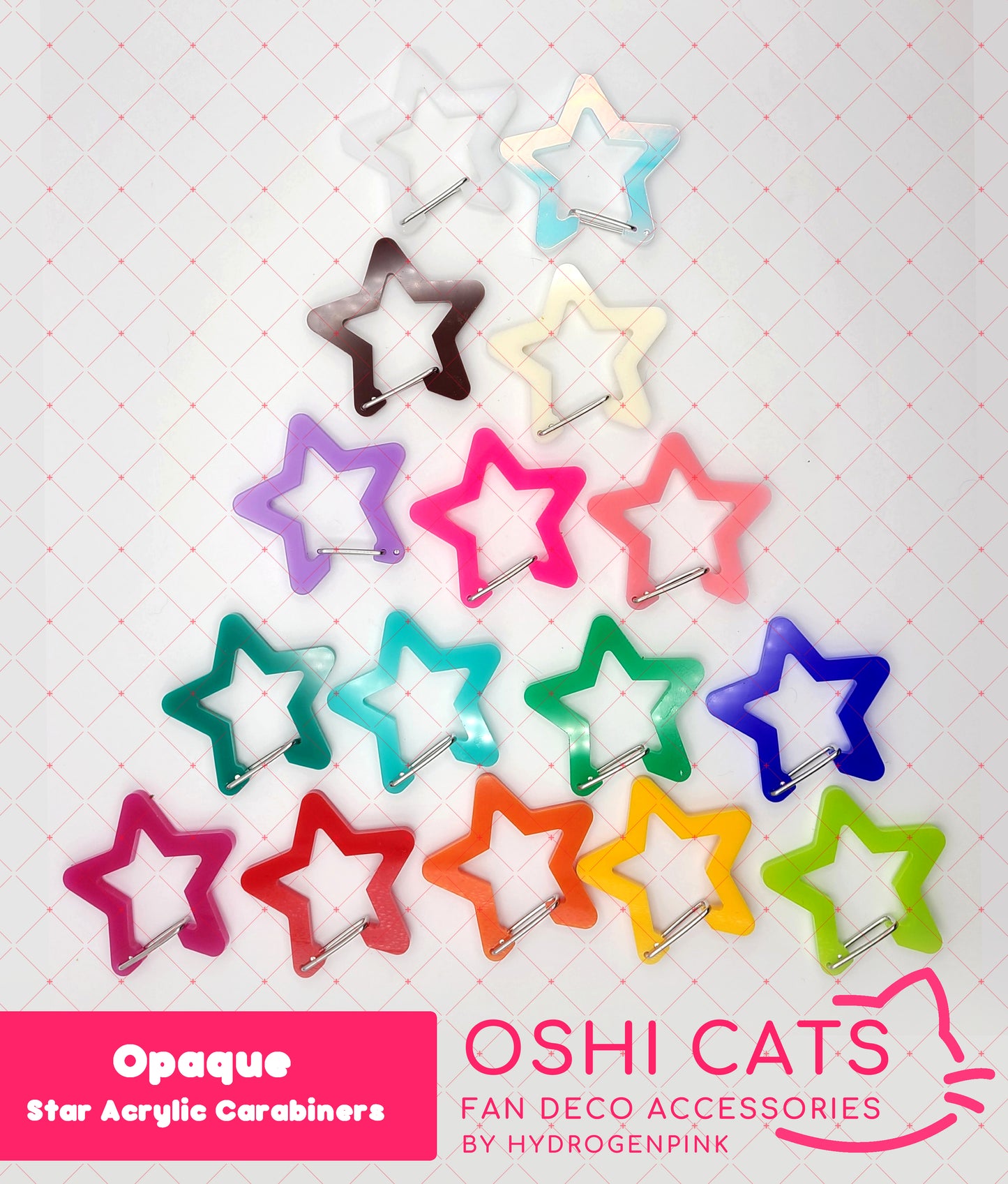 Opaque Star Acrylic Carabiners ( Perfect for K-pop polca, Oshi, Itabags) -buy 4 get 1 free-