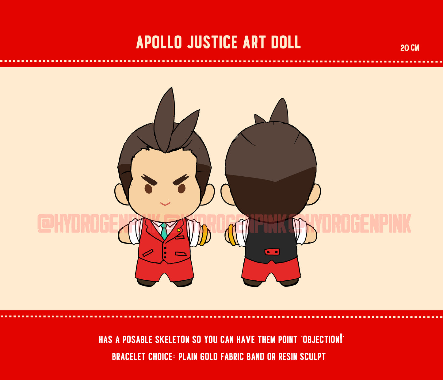 PREORDER: Ace Attorney Art Doll - Apollo Justice (Gold)