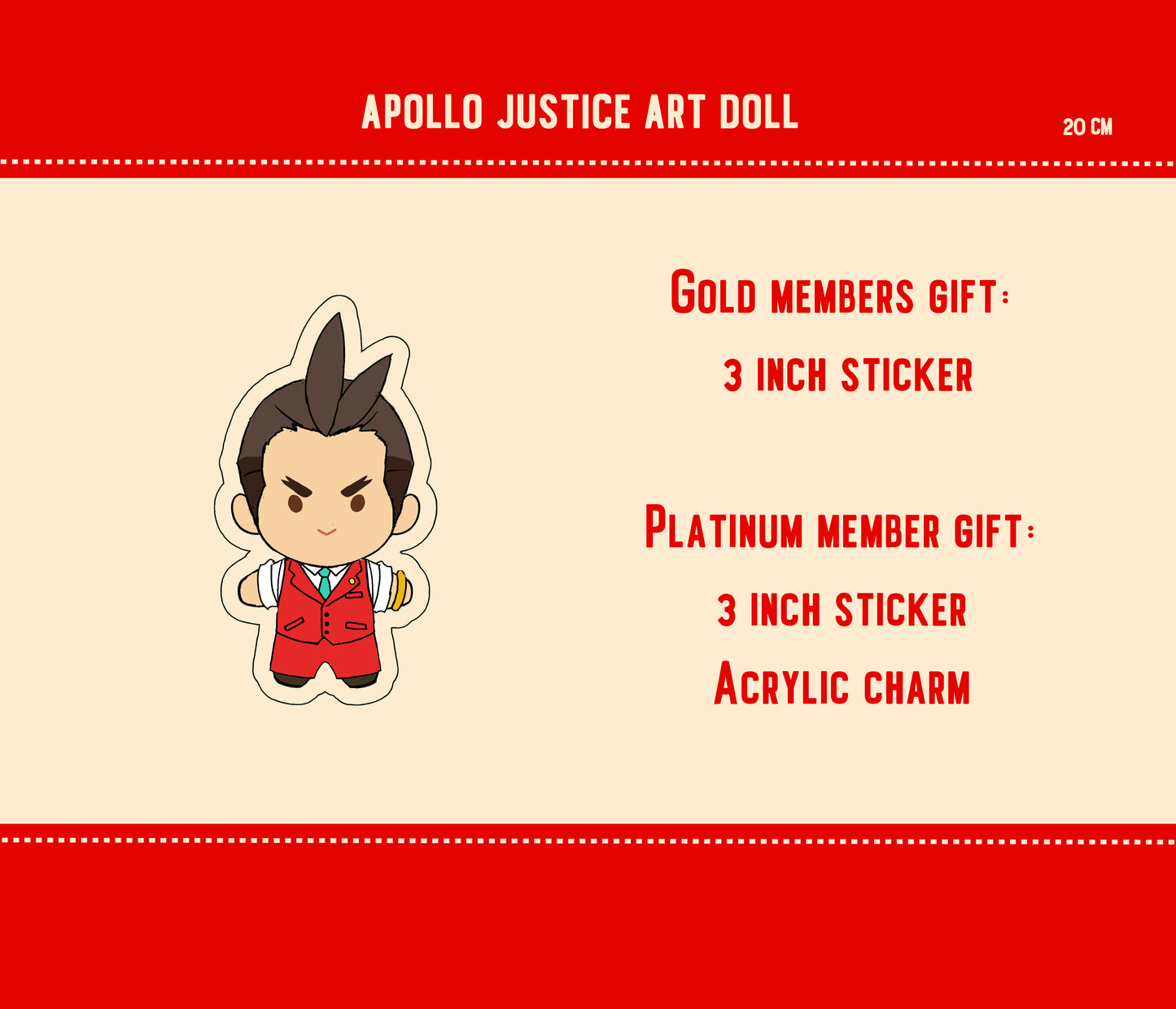 PREORDER: Ace Attorney Art Doll - Apollo Justice (Gold)